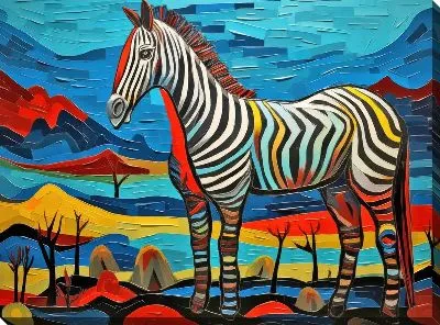 Картина маслом Зебра в стиле арт №60