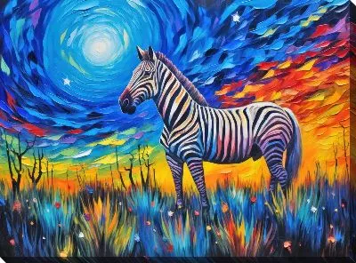Картина маслом Зебра в стиле арт №61
