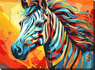 Картина маслом Зебра в стиле арт №74