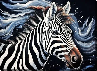 Картина маслом Зебра в стиле арт №81