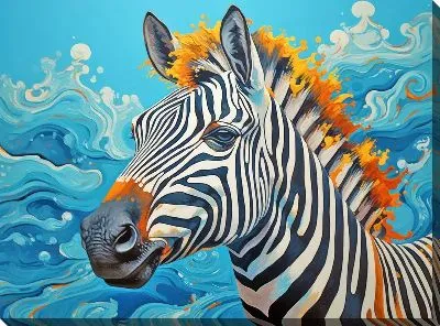 Картина маслом Зебра в стиле арт №82