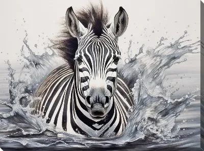 Картина маслом Зебра в стиле арт №85