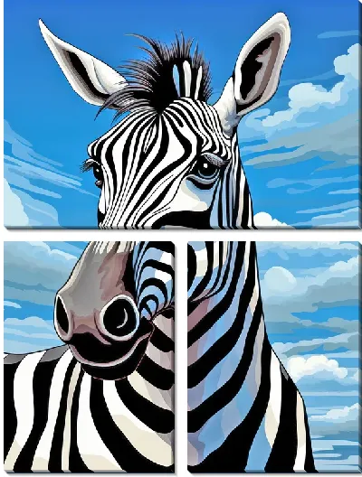 Модульная картина Зебра в стиле арт №93