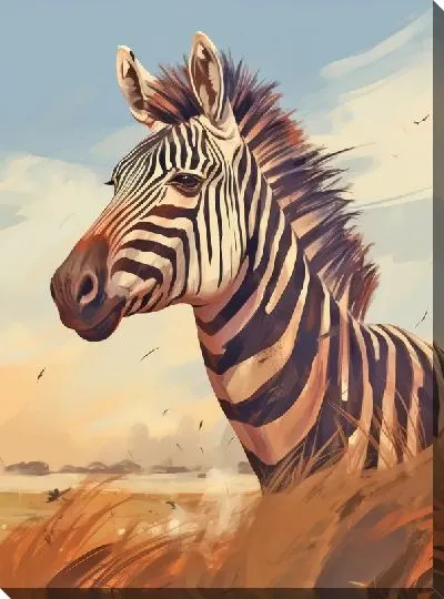 Картина маслом Зебра в стиле арт №101