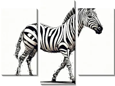 Модульная картина Зебра в стиле арт №109