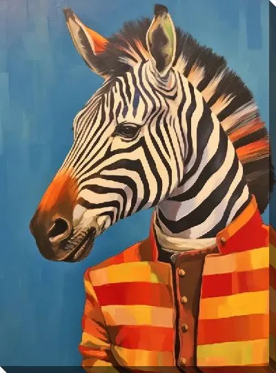 Картина маслом Зебра в желтом пиджаке