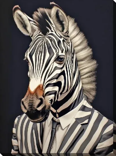 Картина маслом Зебра в полосатом пиджаке