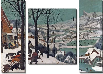 Картина Охотники на снегу (с цветокоррекцией)