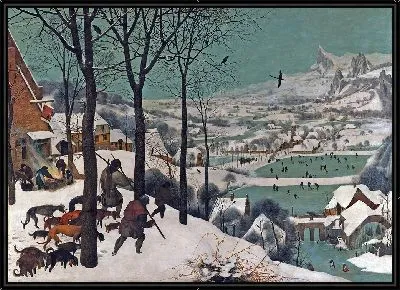 Охотники на снегу (с цветокоррекцией)