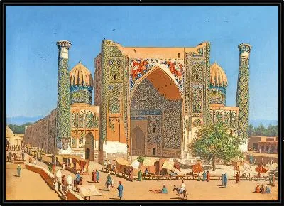 Медресе Шир-Дор на площади Регистан в Самарканде