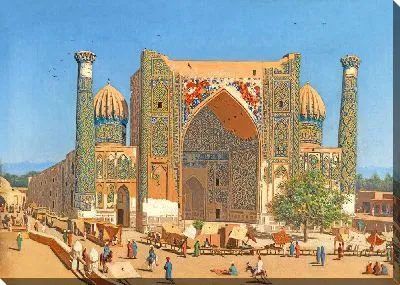 Медресе Шир-Дор на площади Регистан в Самарканде