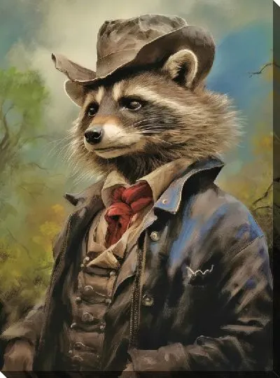 Картина маслом Енот в шляпе