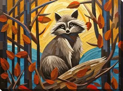 Картина маслом Енот №31