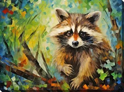 Картина маслом Енот №43