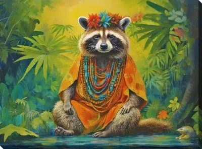 Картина маслом Енот №48