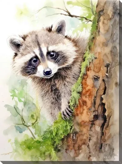 Картина маслом Енот №107