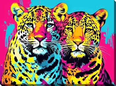 Картина маслом Леопарды №5