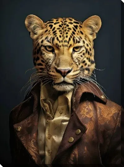 Картина маслом Леопард в пиджаке