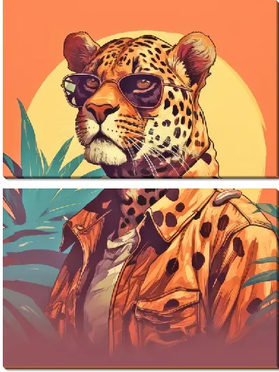 Модульная картина Леопард в солнечных очках №2