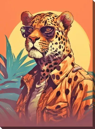 Картина маслом Леопард в солнечных очках №2