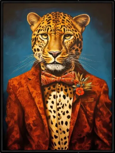 Картина Леопард в красном пиджаке