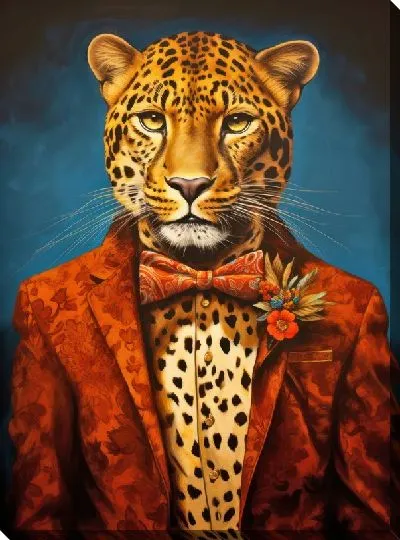 Постер Леопард в красном пиджаке