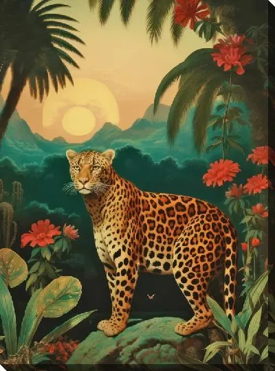 Постер Леопард в джунглях