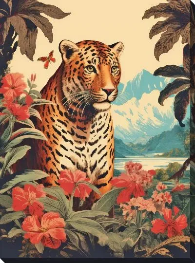 Картина маслом Леопард в джунглях №2