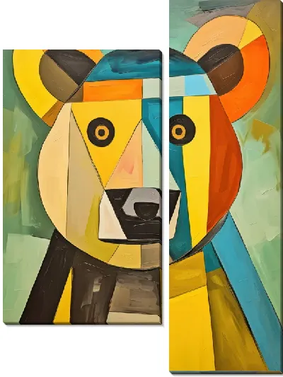 Модульная картина Медведь в стиле кубизм