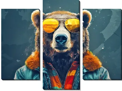 Модульная картина Медведь в солнечных очках