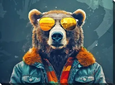 Картина маслом Медведь в солнечных очках