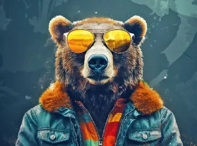 Плакат Медведь в солнечных очках