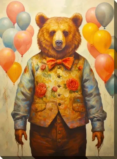 Постер Медведь и воздушные шарики