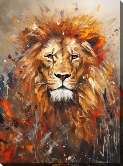 Картина маслом Лев в стиле арт №1