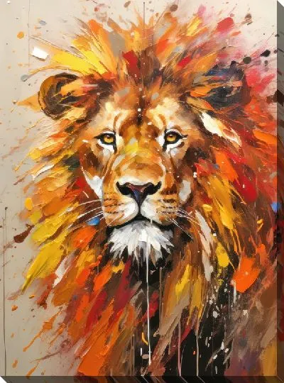 Картина маслом Лев в стиле арт №2