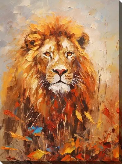 Картина маслом Лев в стиле арт №3