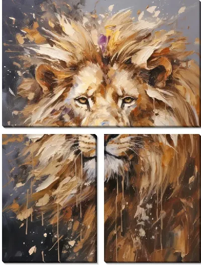 Модульная картина Лев в стиле арт №4
