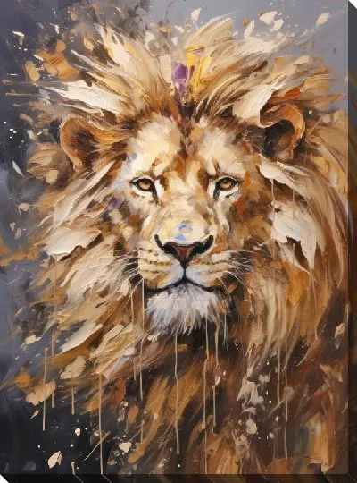 Картина маслом Лев в стиле арт №4