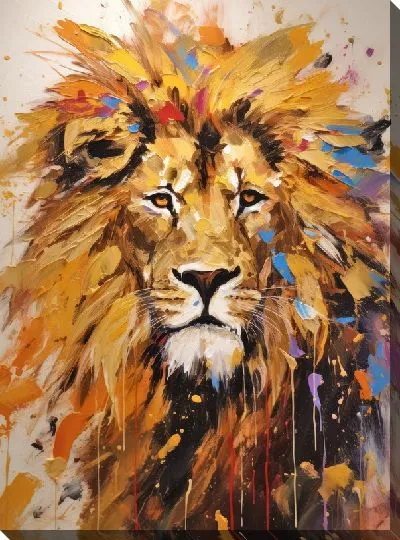 Картина маслом Лев в стиле арт №5