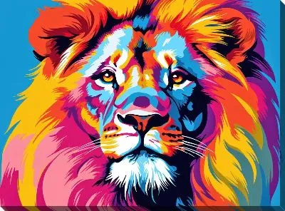 Картина маслом Лев в стиле поп-арт №1