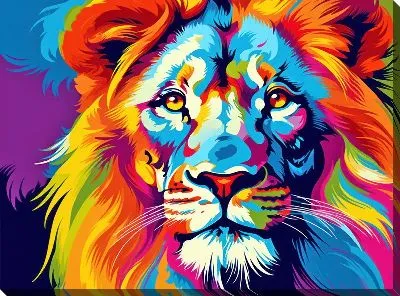 Картина маслом Лев в стиле поп-арт №2