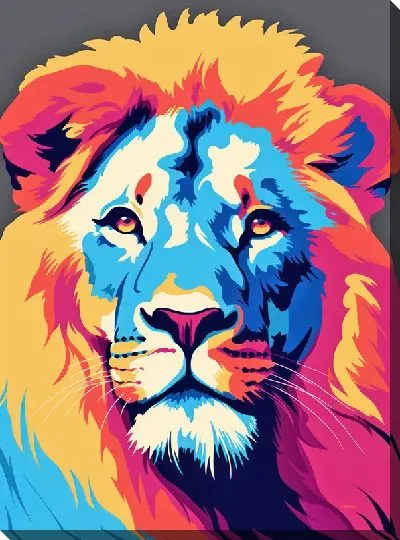 Картина маслом Лев в стиле поп-арт №3
