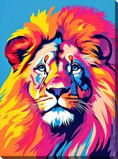 Картина маслом Лев в стиле поп-арт №4