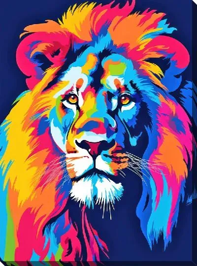 Картина маслом Лев в стиле поп-арт №6