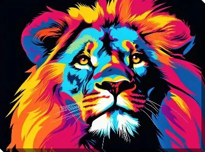 Картина маслом Лев в стиле поп-арт №7