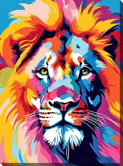 Картина маслом Лев в стиле поп-арт №8