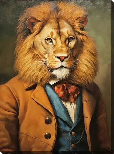 Картина маслом Лев в одежде