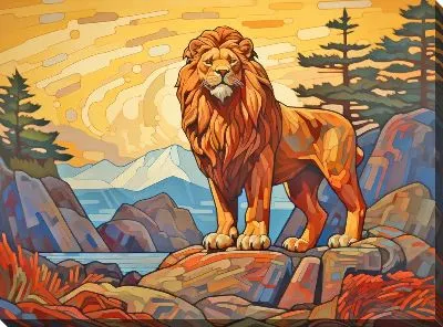 Картина маслом Лев №44