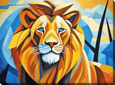 Постер Лев в стиле кубизм №1