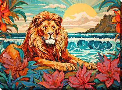 Картина маслом Лев №59